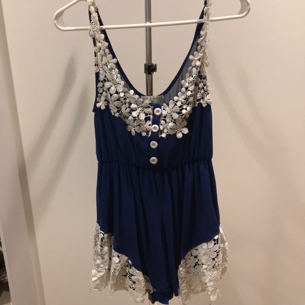 Rear london blue navy floral romper
